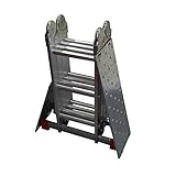 BPS Aluminium Mehrzweckleiter | 6-in-1 Multifunktionsleiter | 16 Sprossen | 355 cm Leiter - Gelenkleiter | Leitergerüst | Silber | 4x3 Sprossen