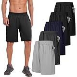 AKKQHH 5er-Pack Sporthose Herren Kurz Laufhose Kurze Hose mit Tasche Laufshorts Atmungsaktiv Schnell Trocknend Sportshorts Jogginghose Herren für Gym Sommer(Schwarz*2+Dg+Db+Hg,L)