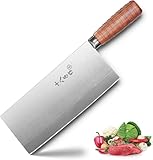 SHI BA ZI ZUO Chinesisches Kochmesser,Professionelles Kochmesser zum Schneiden von Gemüse und Fleisch, Küchenmesser aus Edelstahl mit Anti-Rutsch-Holzgriff