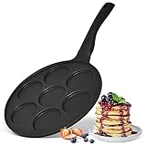 Joeji's Kitchen Pancake Crepe Pfanne mit 7 Mulden Leichte - 26,5 cm Antihaft Aluminiumguss - Induktion - Mehrzweck Palatschinken Pfanne Spiegelei (7 Löcher)