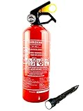 EXDINGER Feuerlöscher Pulver ABC 1kg Manometer + Halterung + Teleskop-Taschenlampe mit Gurtschneider Autoset (GP-1X Autofeuerlöscher fabrikfrisch)