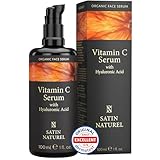 Satin Naturel Vitamin C Serum Gesicht 100 ml - Vitamin C hochdosiert auf Bio Aloe Vera Basis mit Hyaluron - Gesichtspflege, Augenringe entfernen, Anti Aging - 100% Vegan Skincare - Naturkosmetik
