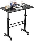 Höhenverstellbarer Schreibtisch mit Rollen, Tisch Computertisch Schreibtisch Höhenverstellbar Stehpult für Walking Pad Laufband für Zuhause, PC Tisch Klein für Home Office, 80 x 40 cm, Schwarz