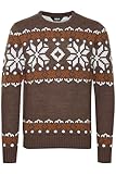 !Solid SDNorwig Herren Weihnachtspullover Norweger-Pullover Winter Strickpullover Grobstrick Pullover mit Stretch Rundhals-Ausschnitt Regular fit, Größe:XL, Farbe:Coffee Bean Melange (8973)