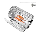 Rotierender Grillrost aus Edelstahl, rollbarer Grillkäfig | Stabiler Hähnchenflügelkorb, Grillzubehör für den Außenbereich, langlebige Leistung für Wurst