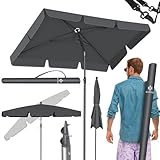 KESSER® Sonnenschirm Rechteckig | Gartenschirm Terrassenschirm Sonnenschutz 200x125cm für Balkon Garten Terrasse | Neigungswinkel und Höhe verstellbar inkl. 2in1 Abdeckung & Tragetasche Anthrazit