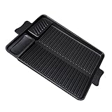 YARNOW 1 Stück rechteckige Auflaufform kochgeschirr outdoor outdoor-kochgeschirr Wohnung Grillplatten Kochen Rindersteak Platte Grillpfannen für zu Hause Topf aus Aluminiumlegierung Black