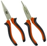 HERO Spitzzange Telefonzange 2er Set Radiozange Flachrundzange Radiozange Flachzange Zangen gerade/gebogen 160 mm Zange Seitenschneider Flachrundzange Antirutsch-Griff Handwerker Hausmeister