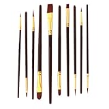 SEWOART Nylon Haar Pinsel 10 Stück mit Holzgriff Spitze Künstlerpinsel für Aquarell Öl Acrylmalerei Leicht Langlebig Malzubehör für Anfänger und Künstler