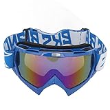 SUPYINI Motocross-Brille ATV-Schutzbrille Dirtbike Brille mit Biegbarem Dauerhaftem PC-Objektiv Anti-Skid-Anti-Impact für Motorrad-Offroad-Fahren Skifahrenklettern (Blaue Rahmenfarbe Brille)