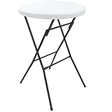 Casaria® Stehtisch Ø 72 cm Klappbar Rund Stabil Garten 110 cm Hoch Wasserabweisend Metall Klapptisch Bistrotisch Partytisch Bartisch Biertisch Weiß