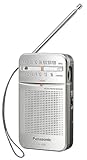 Panasonic RF-P50DEG-S Taschenradio mit Trageriemen, Batteriebetrieb Silber