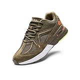 FitVille Laufschuhe Herren Extra Weite Turnschuhe Sportschuhe Breit Fitnessschuhe Bequeme Sneakers Schuhe für Plantarfasziitis Fußschmerzen Grün 44.5 EU X-Weit