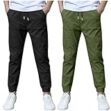 KODMNSW 2er Pack Hosen Jungen Baumwolle Leinen Hose Dünn Sommerhose Robust Arbeitshose Leinenhose Haremshose Einfarbig Outdoorhose Freizeithose 3-13 Jahre Meine Bestellungen Anzeigen Schwarz 10 Jahre