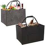 Zouboto Filz-Einkaufstasche, Kaminholzkorb, faltbare Filztasche, wiederverwendbarer Filz-Aufbewahrungskorb, Filz-Einkaufstasche, kleiner Filz-Einkaufskorb für Einkaufen, Reisen, Arbeit, Picknick, 2