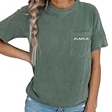 Komfort-Stillshirts für Damen, Mama, Reißverschluss, Still-Top, Distressed Schwangerschaftskleidung mit Tasche, Grün , Mittel
