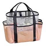 Netz-Strandtasche, große Netz-Reisetasche, Strandurlaub-Organizer, Outdoor-Aufbewahrungstasche für Handtücher, Sonnencreme, Hausschuhe, Badeanzüge, Sonnenbrillen, Hüte, Schals, Spielzeug, rose, Refer