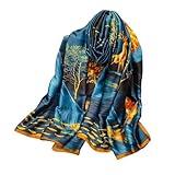 Seidenschal Damen Lange Schal, Tücher Modischer Schal Stola Seide Halstuch Tuch, für Frühling Sommer Ganzjährig, Seidentuch Halstuch Stola Großes Tuch Damen Elegant, 180 x 90 cm