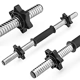 Gymtek - Kurzhantelstange, Länge 35-45cm, Ø 24mm (+/-2mm), 2 Sternverschlüsse Griff gerändelt Hantelstange Kurzhantel Hantelgriffe für Gewichte Hantelscheiben Dumbbells - Schwarz oder Silber