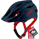 Alpina Carapax JR. - Leichter, Robuster und Sicherer Fahrradhelm Mit Fliegennetz und Optionalen LED-Licht für Kinder, Indigo matt, 51-56 cm