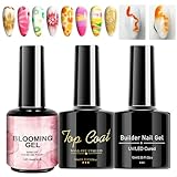Nagelgel, blühendes Nagelgel – 3 x Shine Finish Base Top Coat Nail Gel – Anfänger Home Salon Maniküre Fingernails Künstlerbedarf für Freundin