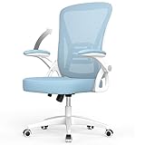 rattantree Bürostuhl, Ergonomischer Schreibtischstuhl mit Verstellbare Armlehnen, Lordosenstütze, Höhenverstellbar, Gepolstertem Sitzkissen, 360° Drehstuhl für das Büro Arbeitszimmer, Blau