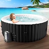 Obqer Hot Tub Aufblasbar für 4 Personen, 2400W In/Outdoor SPA Pool Winterfest Mit 120 LuftdüSen, Frostschutz, 799 Liter, Auslaufsichere, Energiesparend, Auto Aufblasen, Bubble Spa & Wellness Massage
