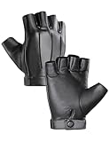 MELLIEX Fingerlose Lederhandschuhe, Halbfinger Faux PU Leder Handschuhe für Herren Damen Rutschfest Motorrad Fahrhandschuhe