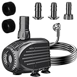 Biling Teichpumpe 1520 L/H Ultra Leise Springbrunnenpumpe Schutz vor überhitzung Funktion, Wasserpumpe Tauchpumpe mit 3m Kabel für Fontänen und Wasserspiel Brunnen Hydroponik-Systeme, Schwarz