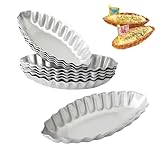 Heluok Tiny Tart Pan Bootsform, 10 Stück Eierkuchenform geriffelte Kanten, Wellenblumen-Aluminium-Backwerkzeug, wiederverwendbares Desserttablett für kleine Törtchen, Quiches