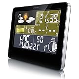CSL Funk Wetterstation mit Farbdisplay inkl. Außensensor, DCF Empfangssignal Funkuhr, Innen und Außentemperatur Wettervorhersage-Piktogramm UVM. LCD-Display