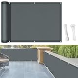 wiipara Balkon Sichtschutz Wetterfest 75x600cm, Balkonsichtschutz Ohne Bohren, Balkonabdeckung mit Kabelbinder und Kordel, UV-Schutz Blickdichte Balkonbespannung für Balkongeländer, Anthrazit