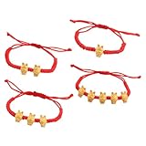 Holibanna 4 Stück Sternzeichen Hase Armband Feng-shui-armband Figur Ratte Sternzeichen Armband Rote Armbänder Jade-armband Armband Kaninchen- Rote Kordelarmbänder Plüsch Seil