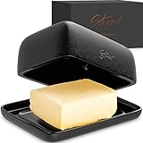 Steinzeit Design Butterdose - Butterdose Keramik für alle gängigen Butter (250gr) - Butterglocke und Butterfass mit einzigartigem Design - Butterschale und Butterbox Spülmaschinengeeignet