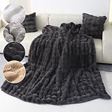 Emilie-Textil: Luxus Kunstfell Decke – Extra Weiche und Kuschelige Fell Tagesdecke, Pflegeleicht, Hautfreundlich, Kuscheldecke in 4 Größen und Farben