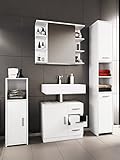 VCM 4-TLG. Komplett Badmöbel Badschrank Bad Unterschrank Hochschrank Set Zalo LLL Weiß