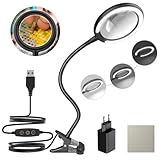 DUDSOEHO 3-Fach Dimmbare Tageslicht-LED Lupenleuchte, Klemmlupe mit 6 einstellbaren Lichteinstellungen für Lesen, Senioren, Hobbys, Basteln