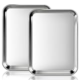 Fire More Backblech, Edelstahl Ofenblech Kuchenblech 2er Set, 23.5 x 17.5 x 2.5cm, Tortenplatte Rechteckig, Gesund & Ungiftig, Rostfrei & Spiegel Finish, Leicht zu Reinigen & Spülmaschinenfest