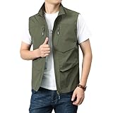 XBlave Herren-Anglerweste Atmungsaktiv Golf Safari Wandern Weste Sommer Outdoor Weste Fotografie Basic Mode Jagdweste Weste mit Mesh