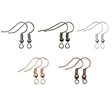 Ohrringhaken, hypoallergen, 20 x 17 mm, Fischhaken, Ohrdrähte mit Kugel und Spule, Antik-Bronze, Ohrhaken, Rot, Kupfer, Ohrringdrähte für DIY-Schmuckherstellung, 200 Stück
