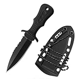 AYHYHLJZJ Neck Knife,Messer Mini Outdoor Ketten Outdoor Messer Gürtelmesser Edelstahl mit Gezackt mit Kunststoffscheide und Kugelkette, ideal für Selbstverteidigung und Abenteuer in der Natur