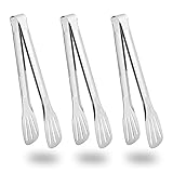 Zange Küche aus Edelstahl Grillzange 3 Stück Küchenhelfer Servierzange zum Salat, Barbecue, Buffet, Kochen, Backen und Grillen, Länge 24cm Silber