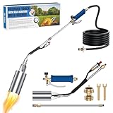 Propangasbrenner Unkrautbrenner Unkrautbrenner für Außen mit 30 m Schlauch, hohe Leistung 1.800.000 BTU Lötlampe für Unkraut mit Selbstzünder & 0,5 kg Propangasadapter, Flammenwerfer für Jäten, Dach,