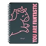 Mr. Wonderful - Notizbuch A5 Einhorn schwarz you are fantastic