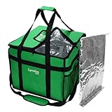 CarreGas Isolierte Picknicktasche für heiße Lebensmittel, 38 x 38 x 32 cm, geeignet für kalte und warme Speisen, Pizza, Restaurant, Uber Eats Liefertasche, Lebensmitteleinkaufstasche mit Trennwand
