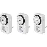 Goobay 55539 Analoge Zeitschaltuhr Steckdose 3500W Mechanische Schaltuhr Zeitschalter für Steckdose Timer Analog 15 Min. Intervall Timer innen 3er Set