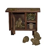 Generisch Alfred Kolbe Miniatur-Hasenstall mit Figuren, Holzgehege für Weihnachtskrippe, Krippenzubehör