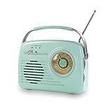 EASYmaxx Design Radio | Tragbares Radio im angesagten 50's Retro Style | Mit Bluetooth®-Technologie, SD-Karten Slot, USB und AUX Anschluss und Kopfhörer Ausgang | Stylischer Blickfang in jeder Küche