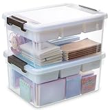 Citylife 2Pack Aufbewahrungsboxen mit Deckel, 16L aus Kunststoff mit abnehmbarem Tablett, Verstärkte Kisten Bastelaufbewahrungs box klein für die Organisation von Werkzeug, Handwerk, Buntstifte