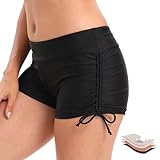 TUONYIS Badeshorts für Damen Teenager Mädchen, Schwarz Badeshorts Schnell Trocknende Badeshort Schwimmshorts, Bikinihose für Schwimmbäder, Strände (Black)